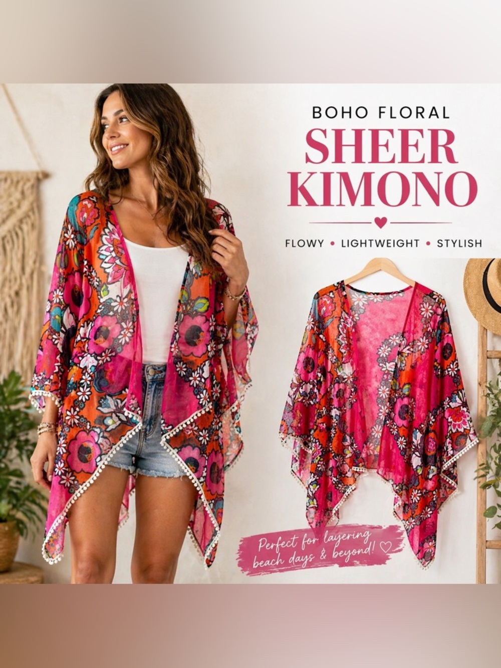 ✨ Boho Floral Sheer Kimono ✨
Bright Colors • Flowy • Lightweight